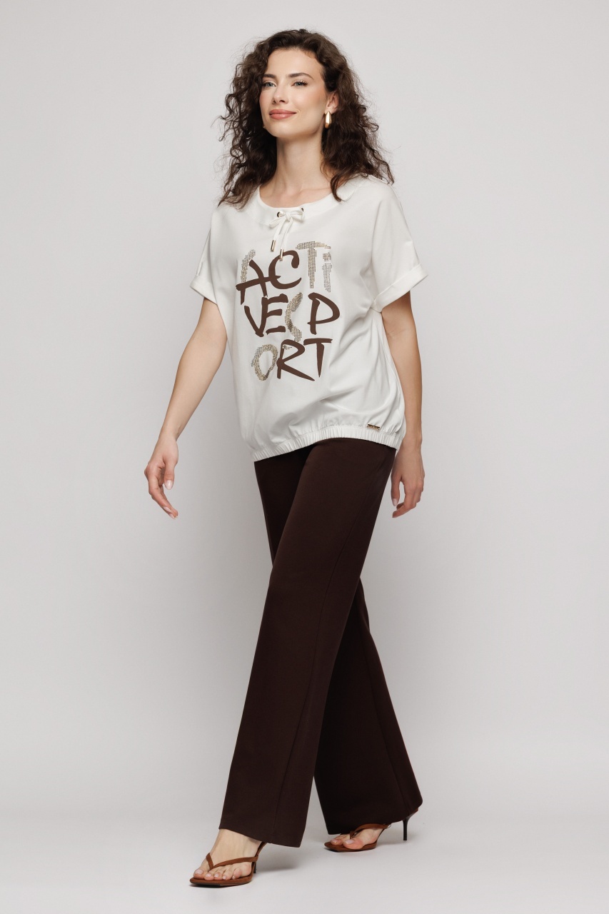 Tricou damă cu print și șiret reglabil