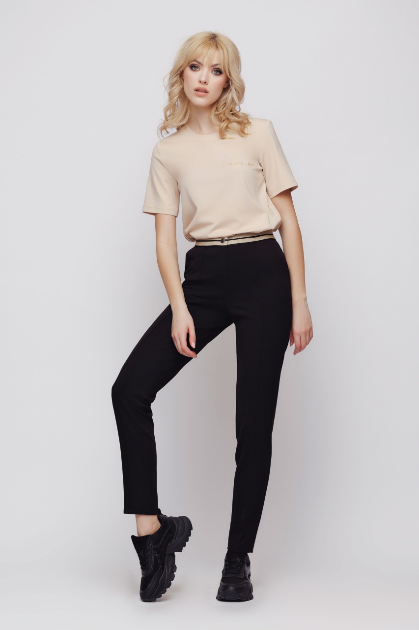 Pantaloni dama negri cu elastic