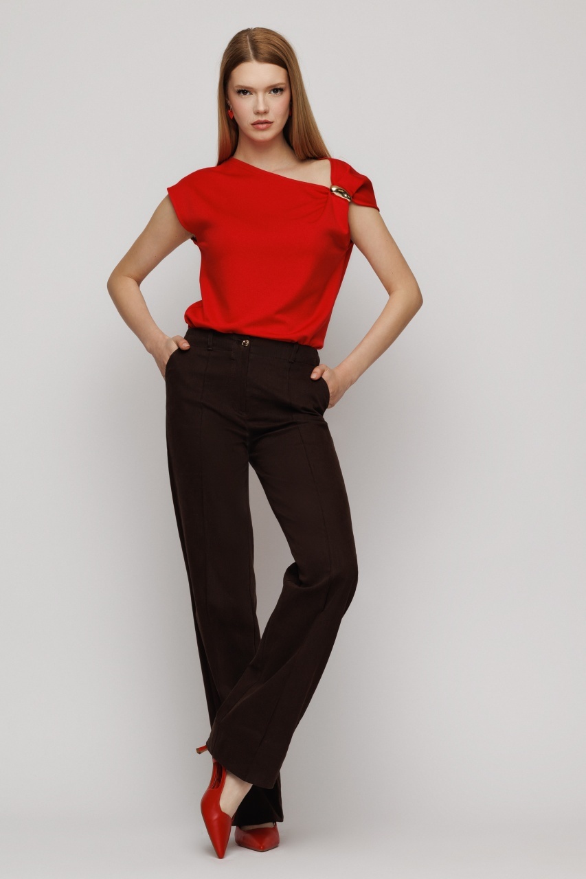 Pantaloni drepti cu aspect denim