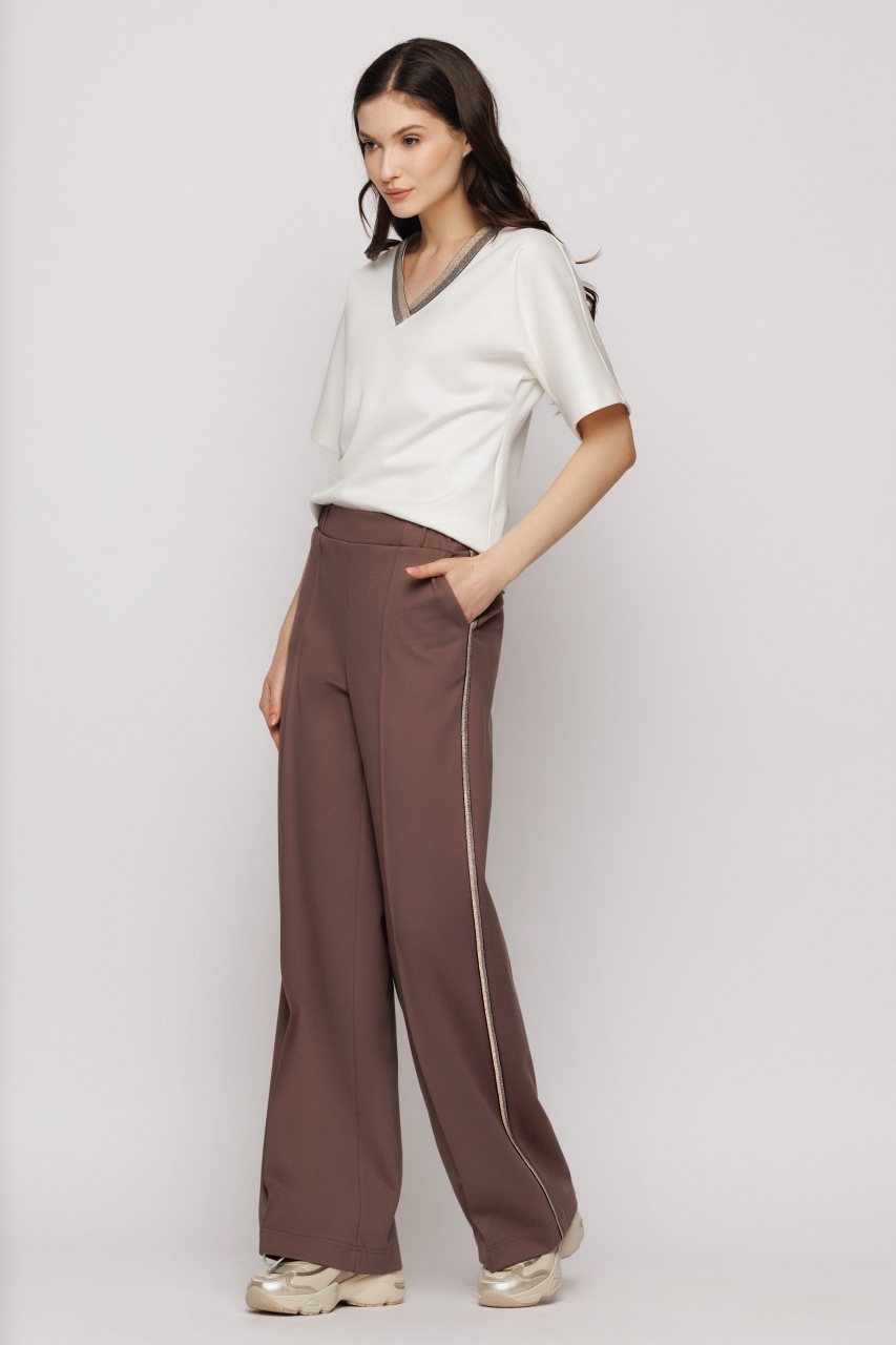 Pantaloni largi dama cu talie elastica