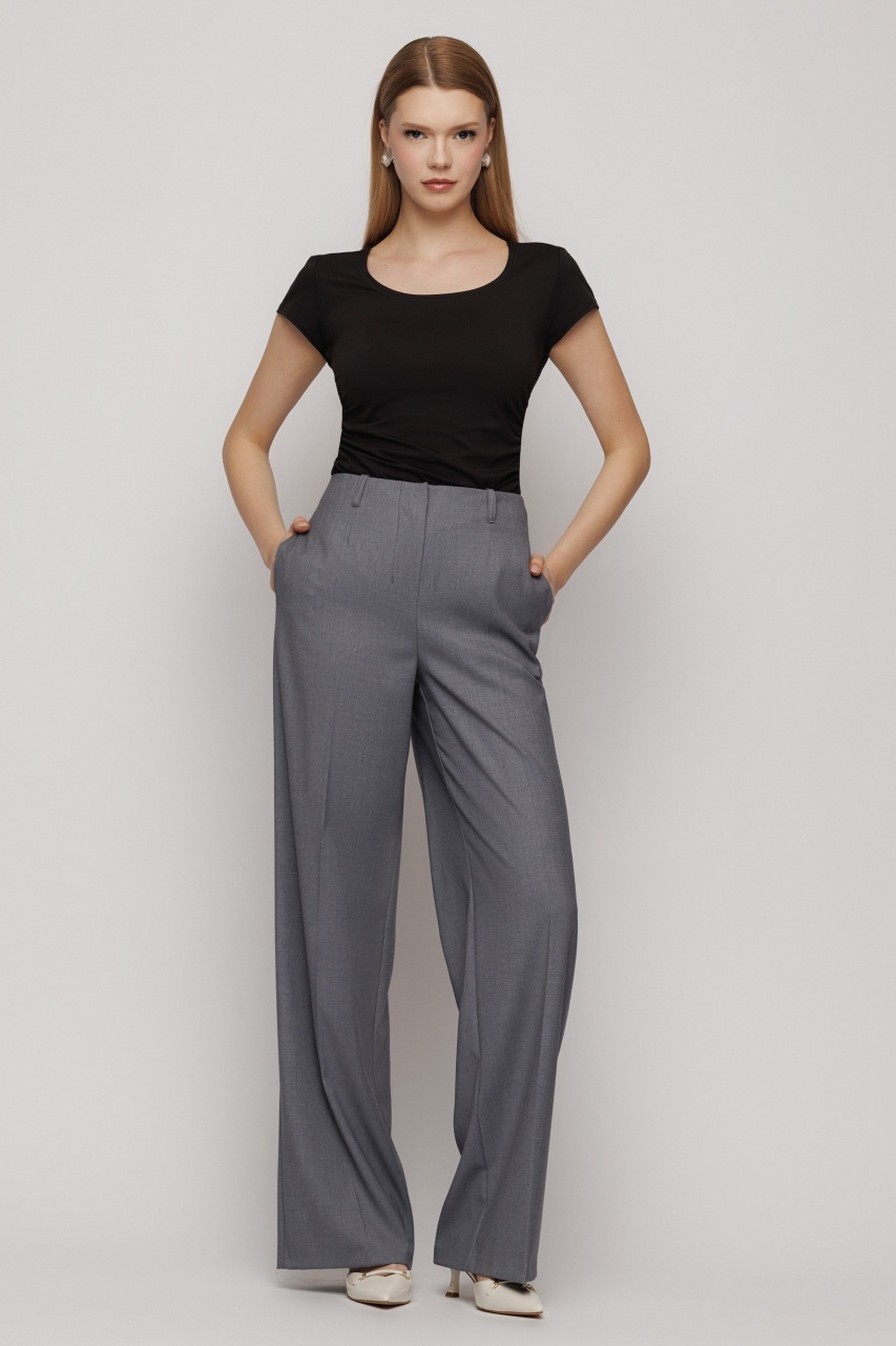 Pantaloni largi dama eleganti gri