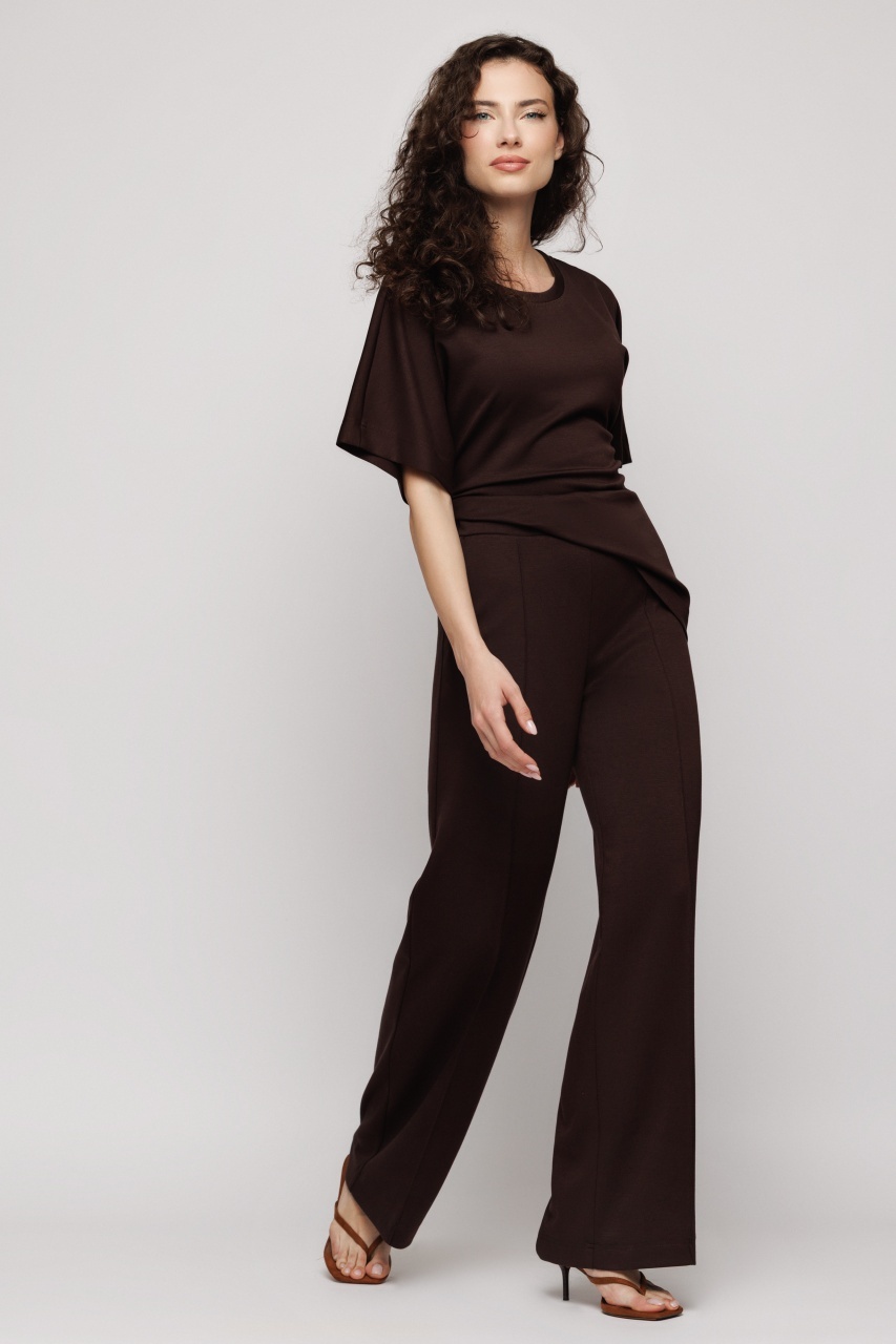 Pantaloni largi damă tricot elastic