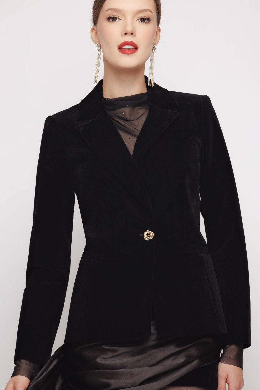 Sacou dama elegant din catifea neagra