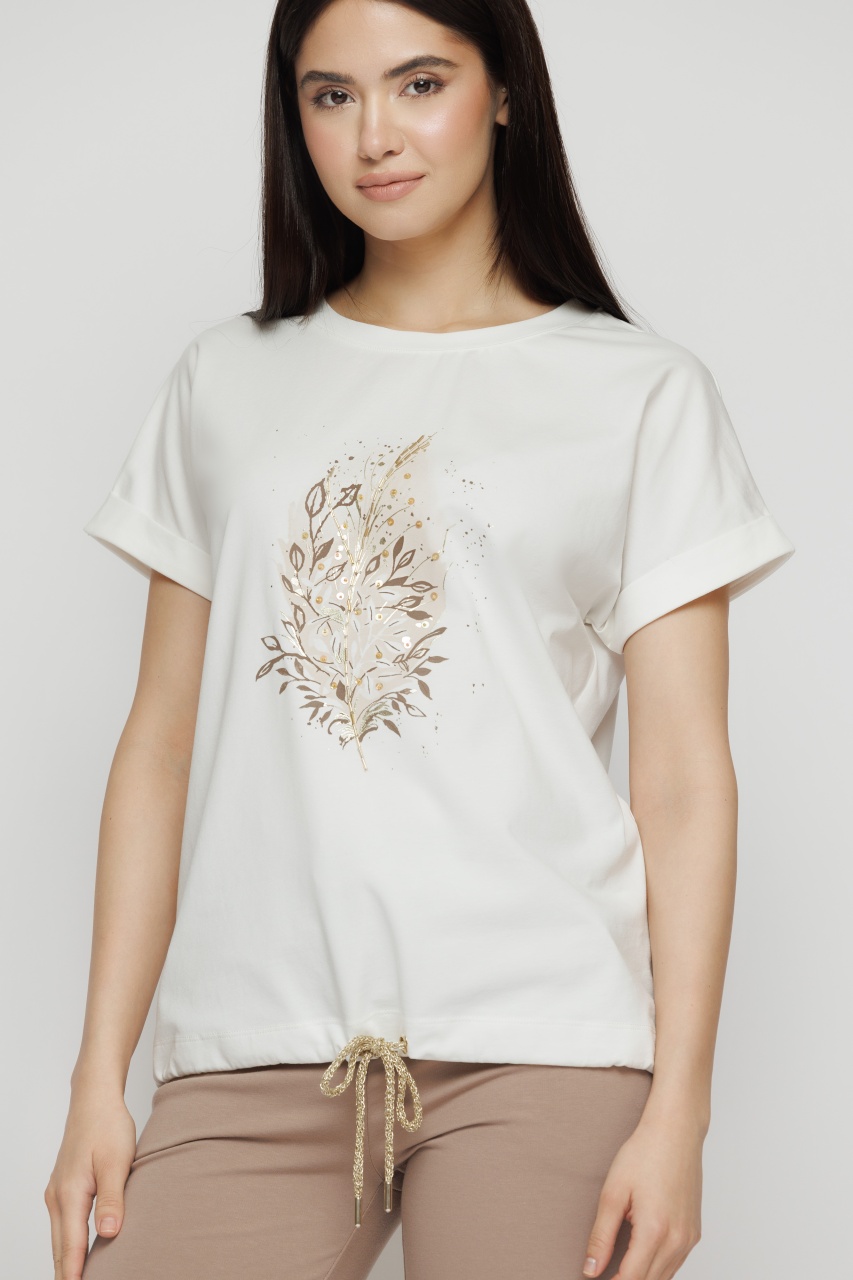 Tricou dama cu print si margele