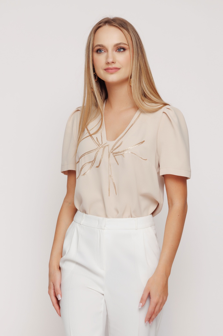 Bluza dama bej cu paiete