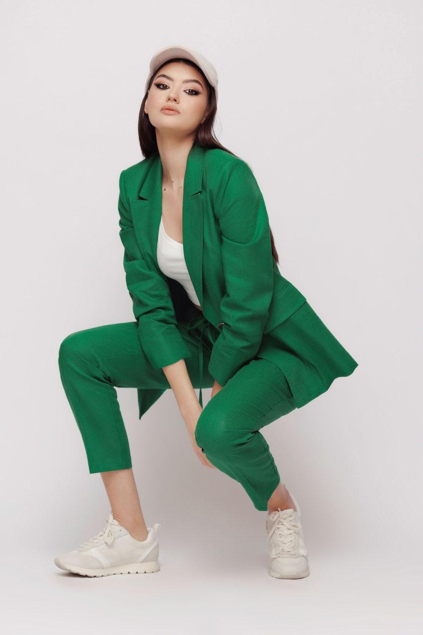 Sacou dama verde din in