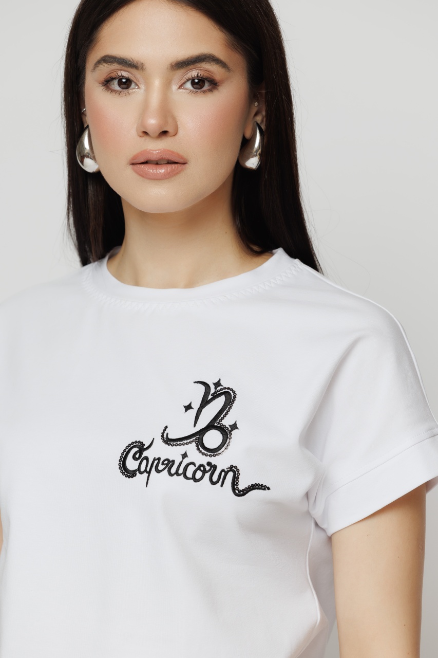 Tricou dama alb zodia Capricorn