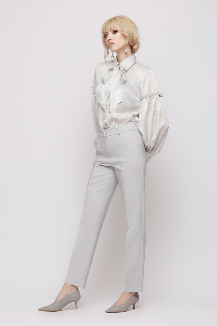 Pantaloni dama conici gri