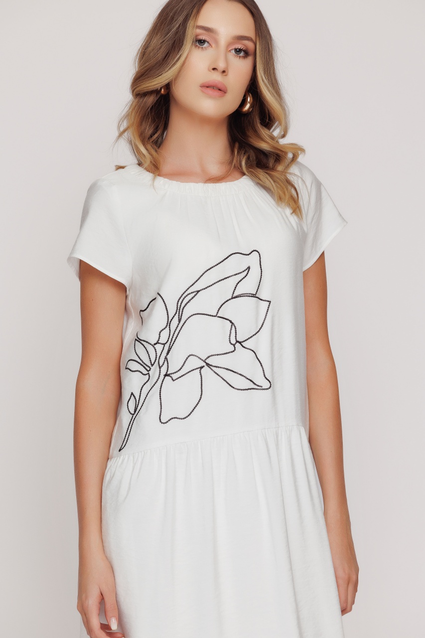 Rochie dama alba cu broderie