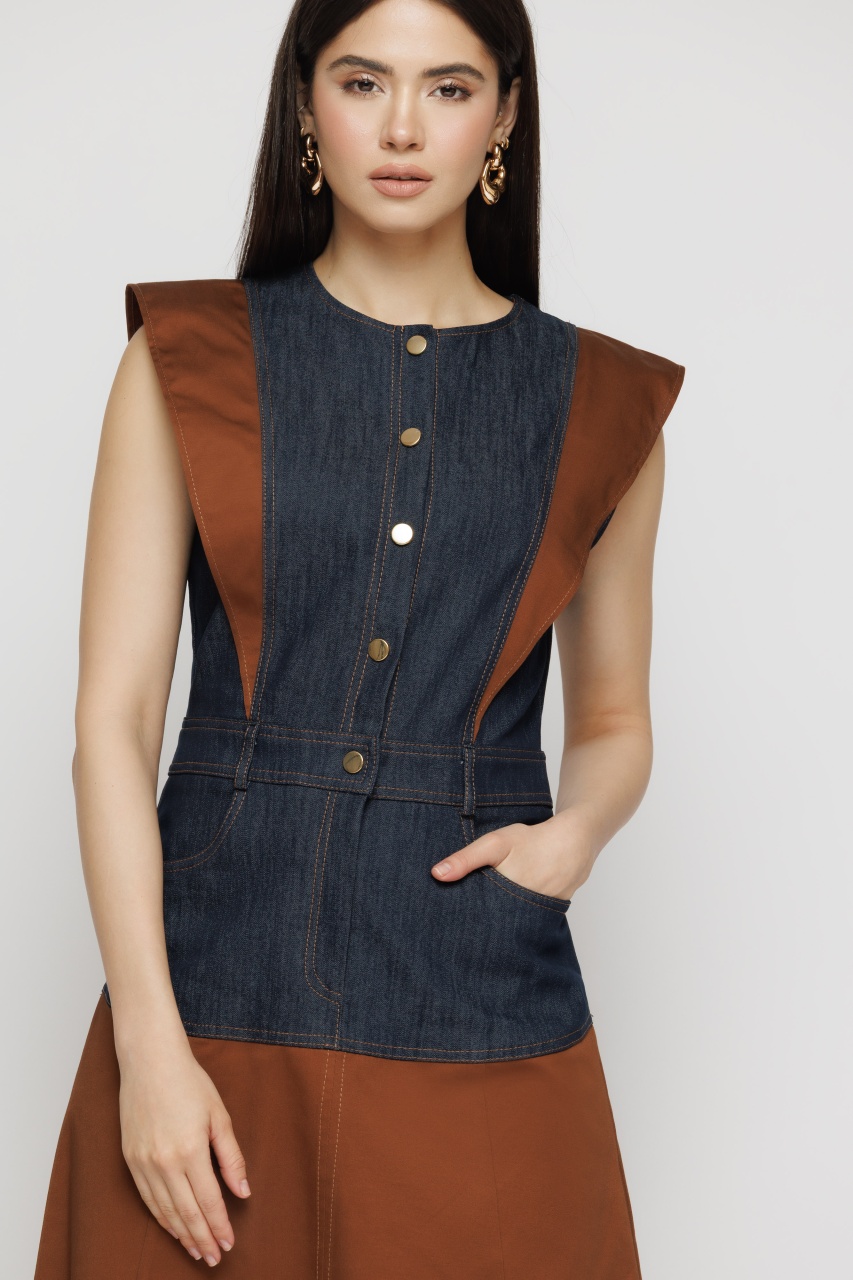 Rochie dama midi cu denim