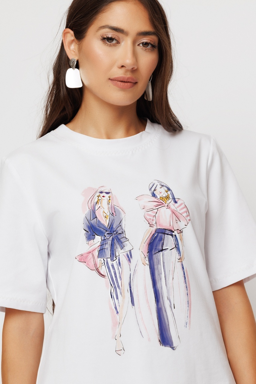 Tricou dama alb cu print