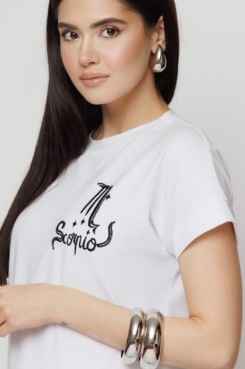 Tricou dama alb zodia Scorpion