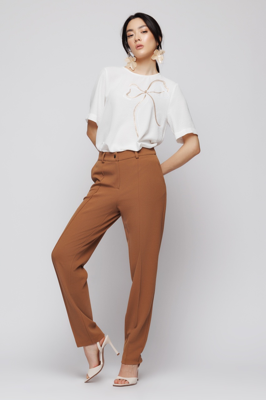 Pantaloni dama conici maro