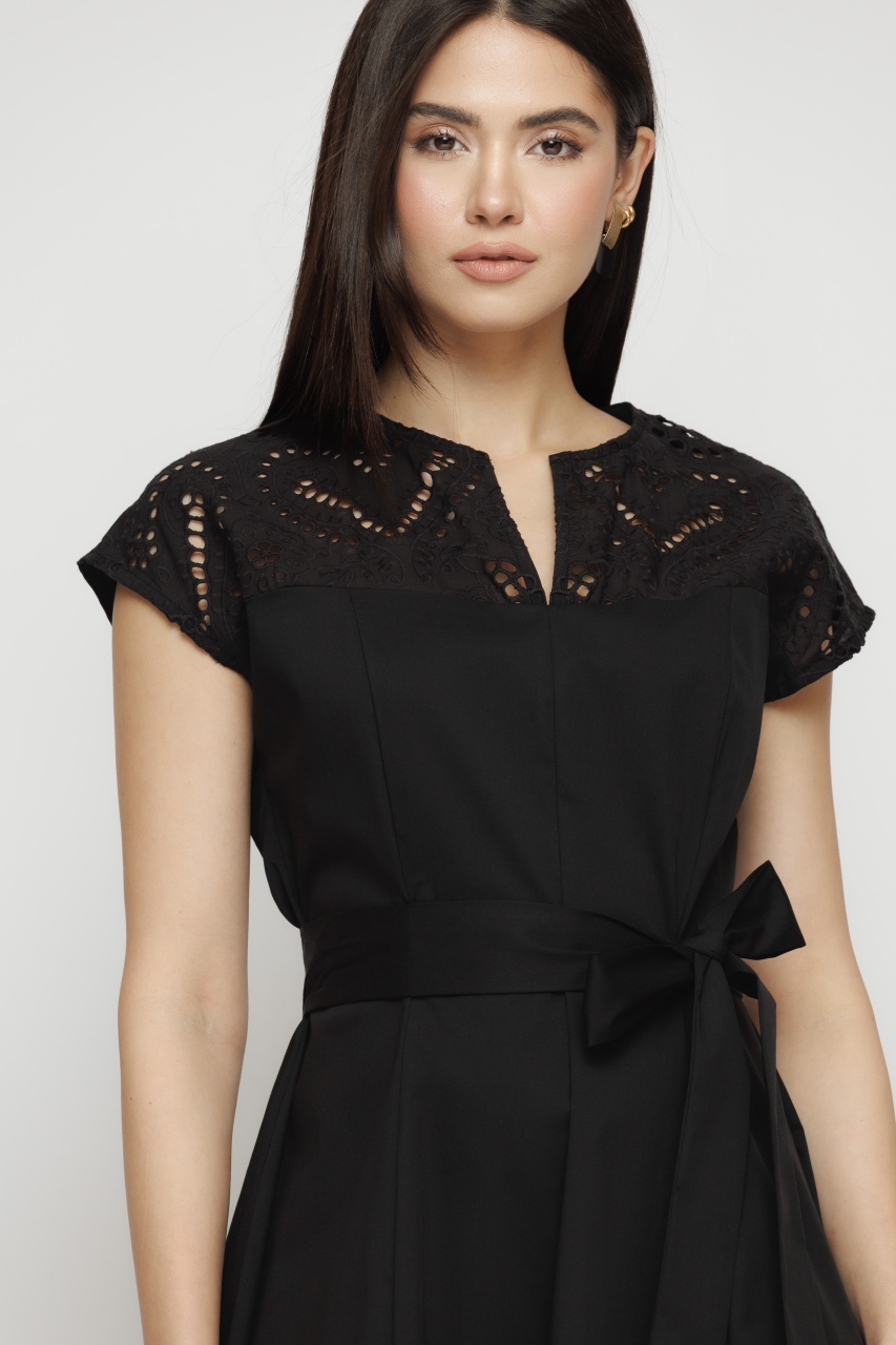 Rochie dama neagra din poplin
