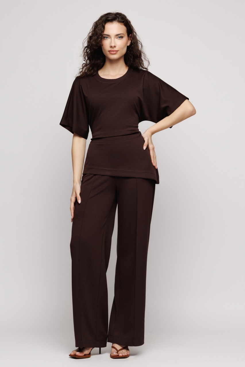 Tricou dama asimetric cu plii