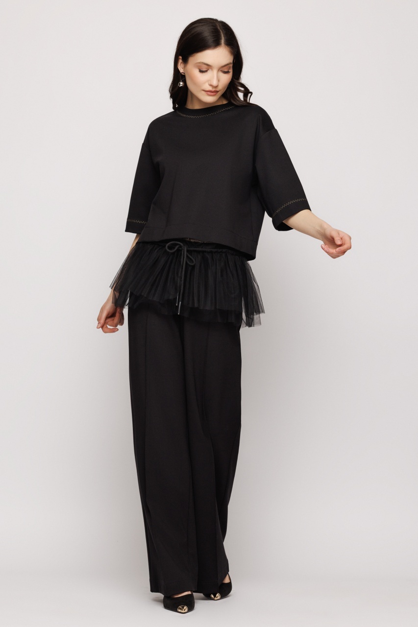 Bluza dama cu peplum detasabil din tul
