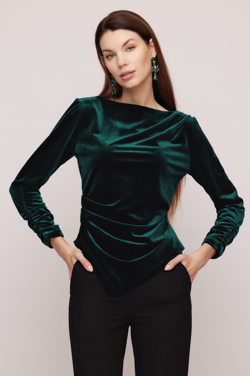 Bluza dama eleganta verde din catifea