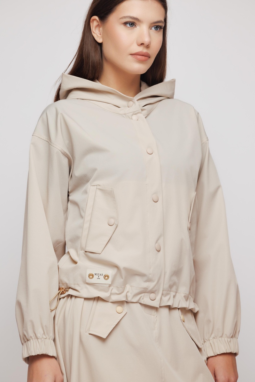 Bomber dama bej cu gluga