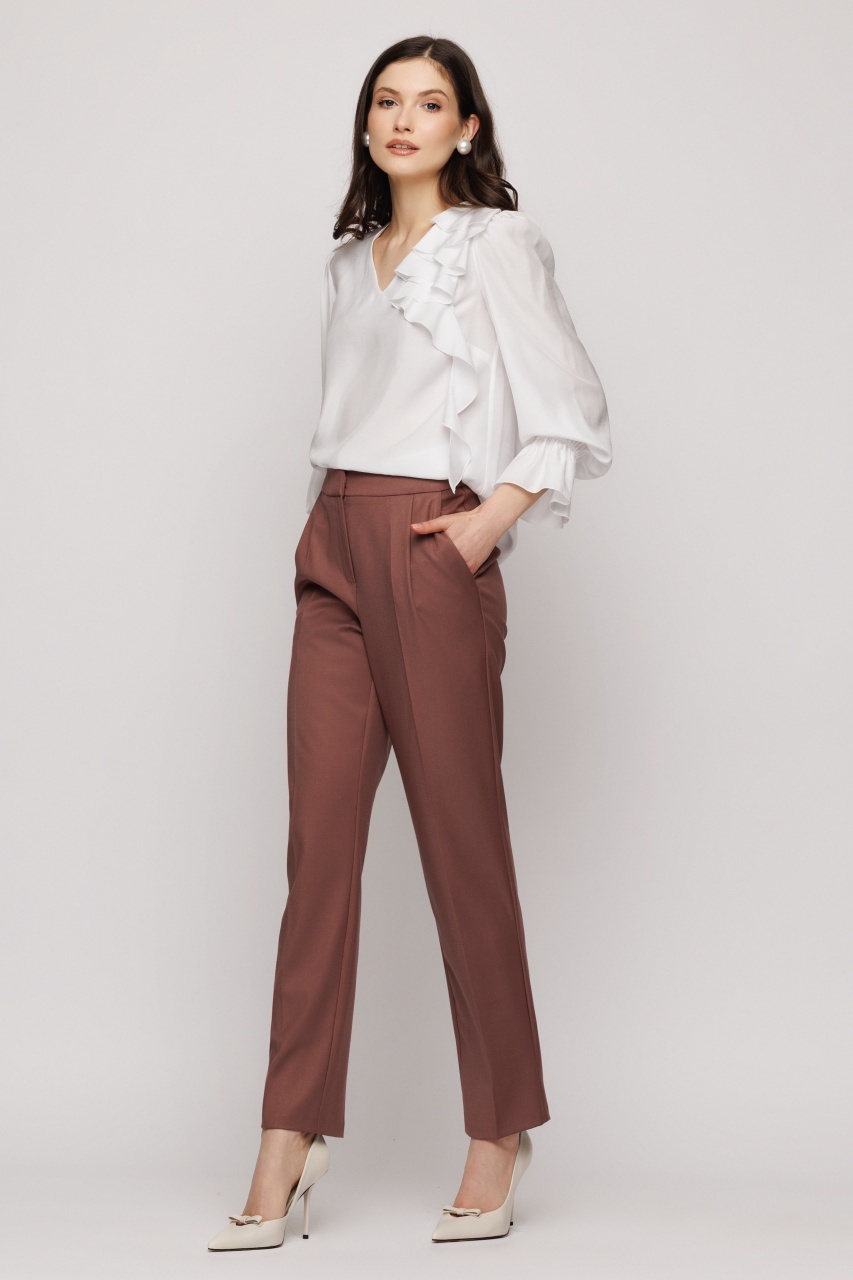 Pantaloni dama conici maro