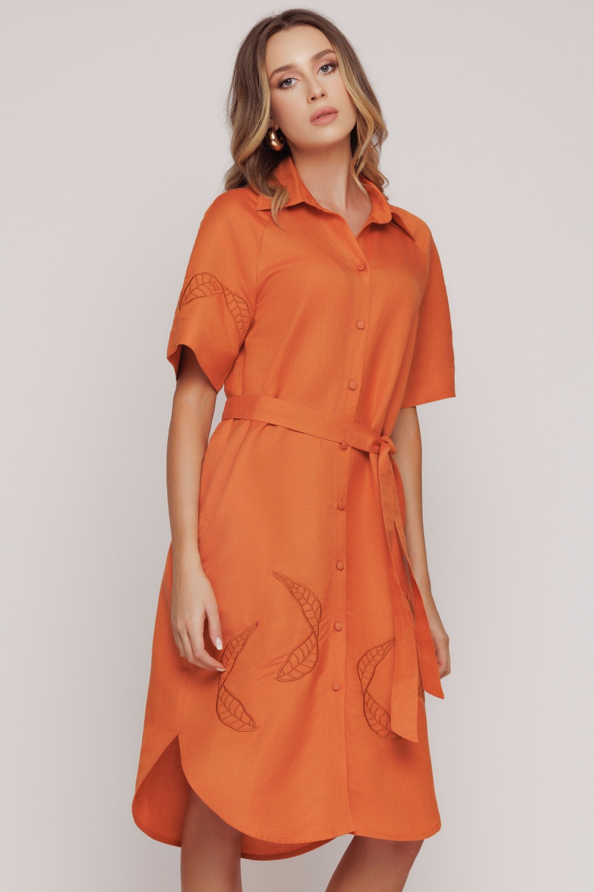 Rochie camasa dama portocalie