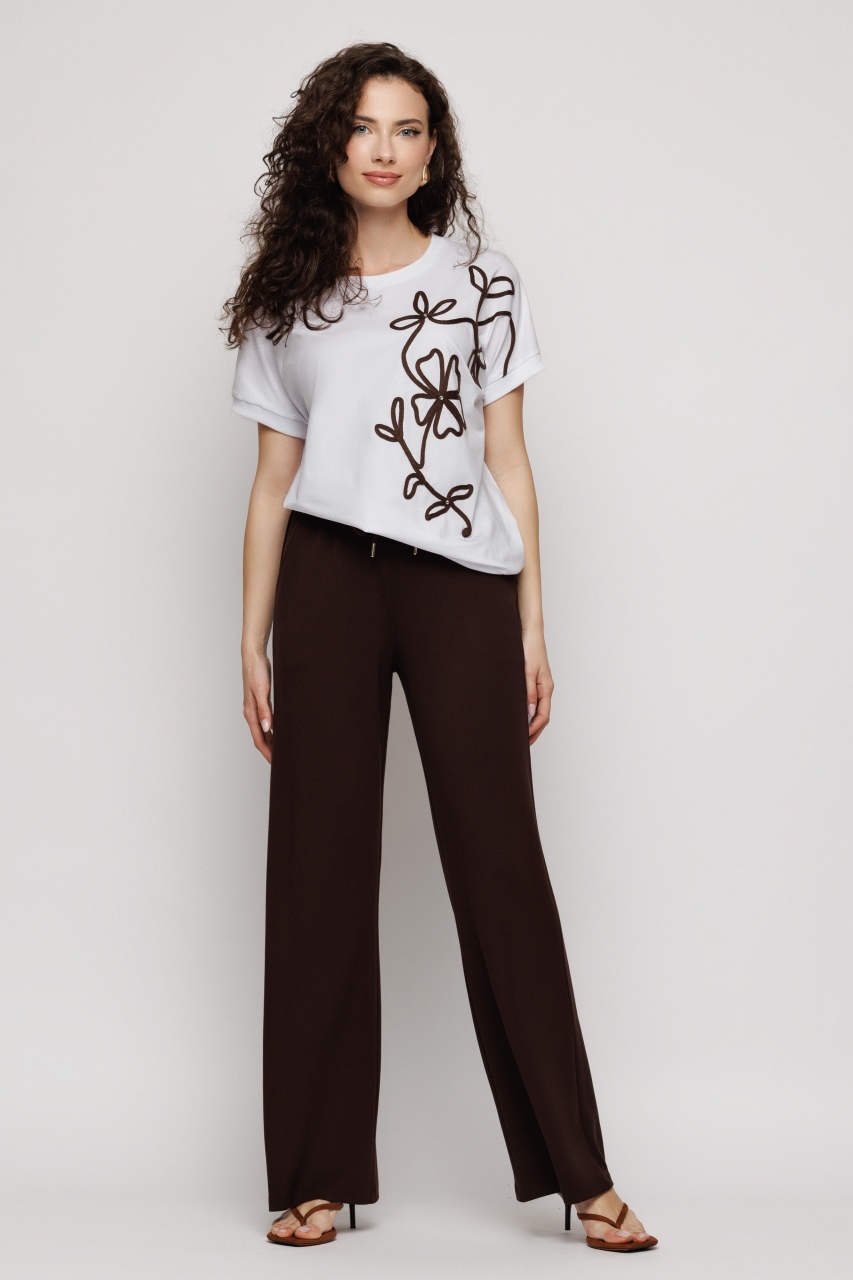 Tricou damă cu aplicație decorativă in contrast