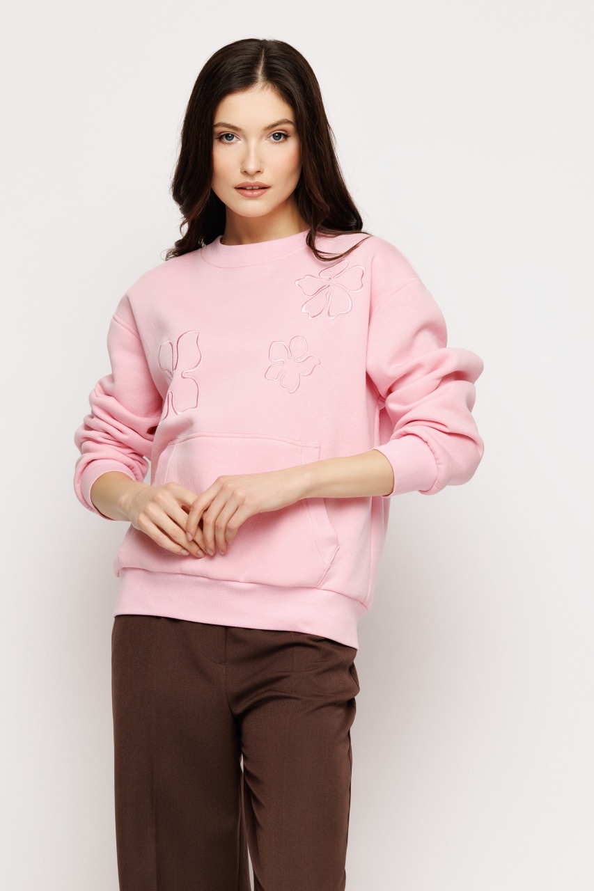 Bluza dama roz cu broderie