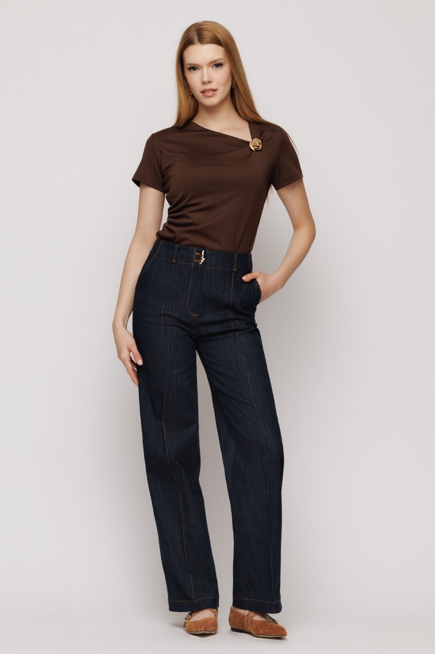 Pantaloni dama drepti din denim