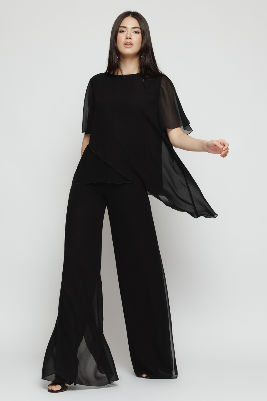 Pantaloni dama largi din voal