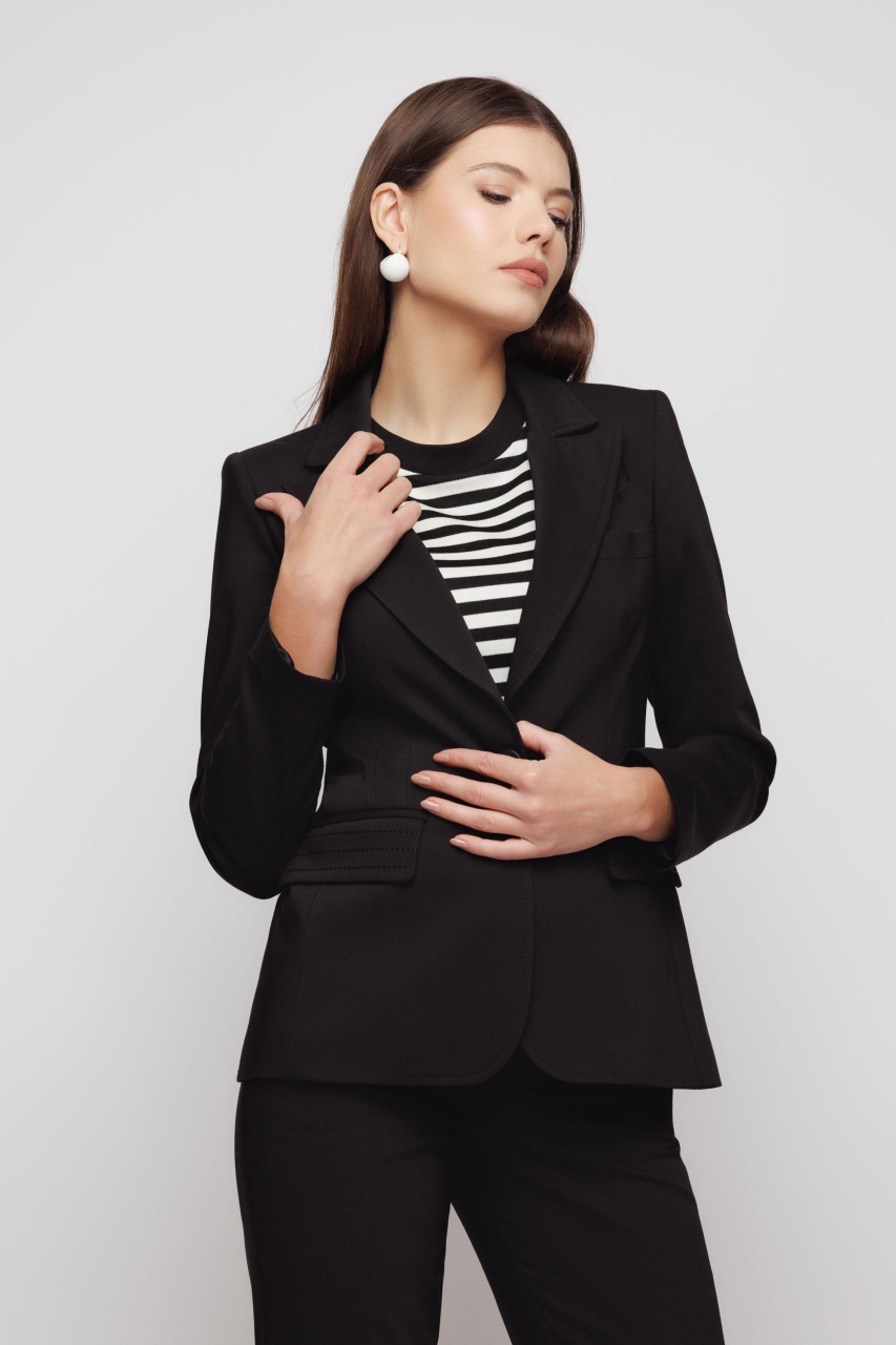 Sacou dama negru cambrat