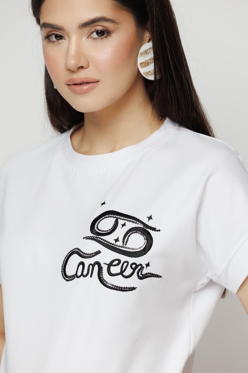 Tricou dama alb zodia Rac
