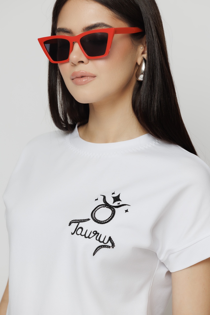 Tricou dama alb zodia Taur