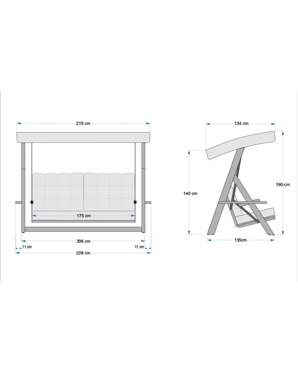 Balansoar cu 3 locuri Lyon 2400 Bej 236x190x175 cm