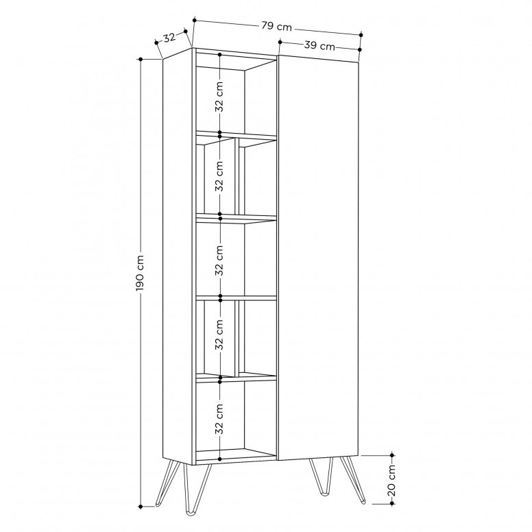 Biblioteca JeddaBookcase Light Mocha