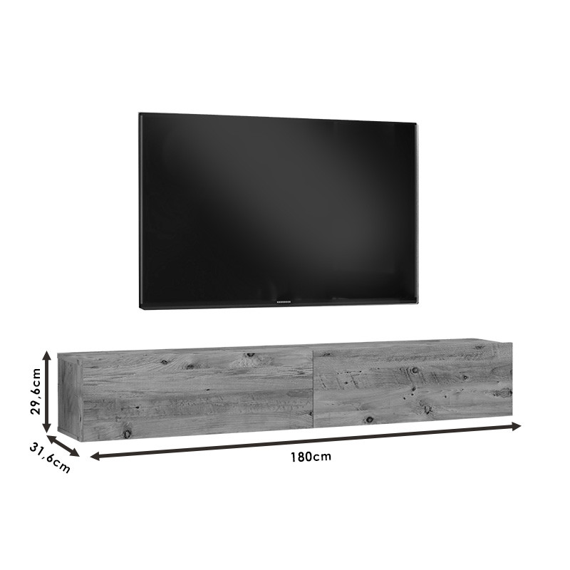 Comoda TV de perete Dello culoare antracit - sonoma 180x31.6x29.6cm