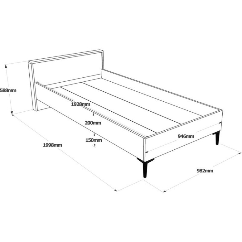 Pat 1 persoana 90x190 cm Augusta 17622 Stejar/Antracit