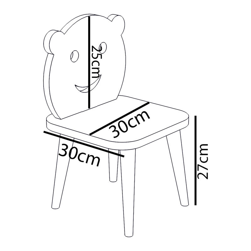 Scaun copii Jerry alb - culoare lemn natural 30x30x52cm