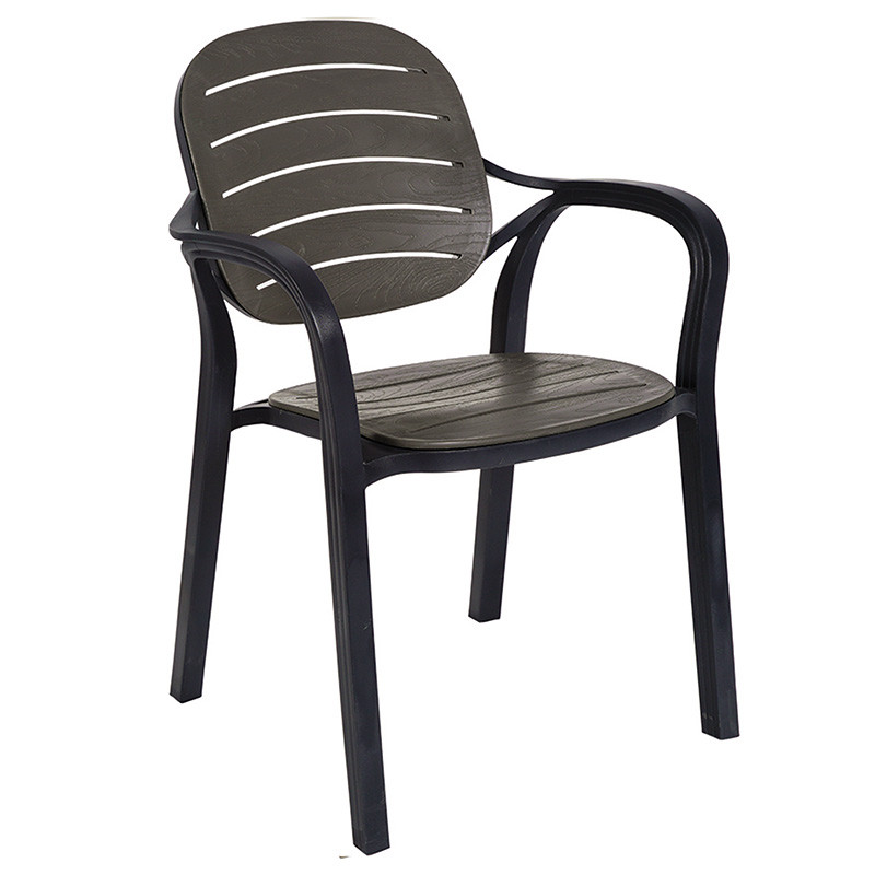 Set de gradina masa si scaune Groovy-Gentle set 5 piese plastic gri inchis 80x80x74.5cm