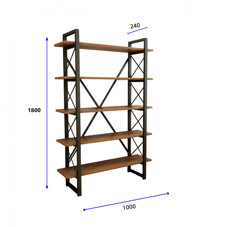 Biblioteca Nero Elit Walnut-Negru