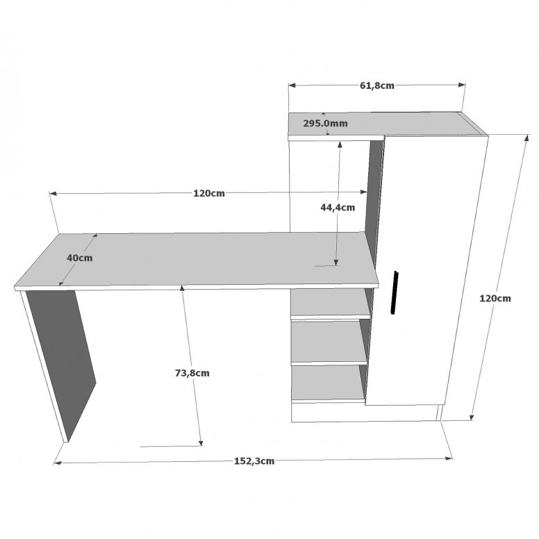 Birou CT2 Atlantic Pine-Negru