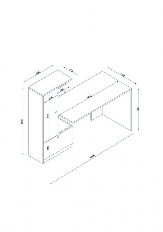 Birou Domingos Alb-Walnut