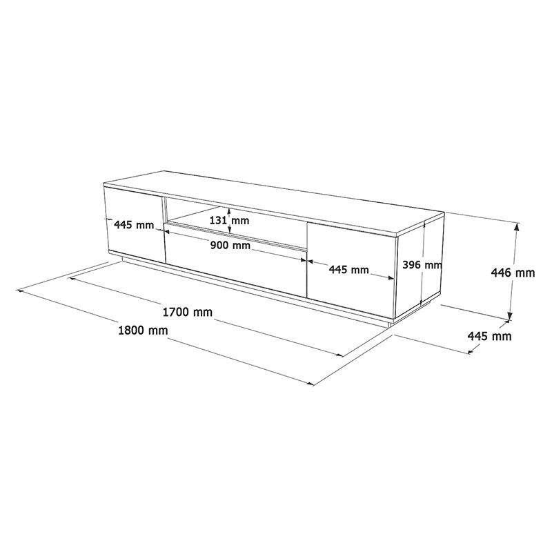 Comoda TV Soren sonoma - antracit 180x44.5x44.6cm