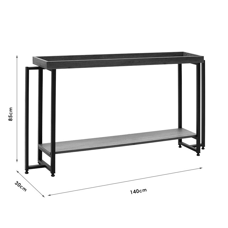 Consola Nolan, culoarea nuc - negru 140x30x85cm