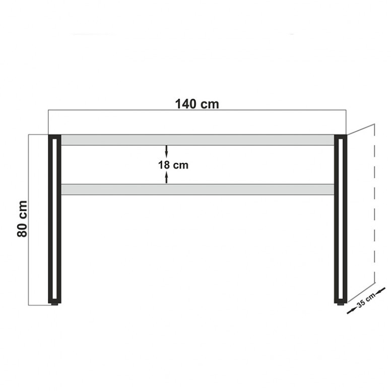 Consola PWF-0241 Negru 140x35x80 cm