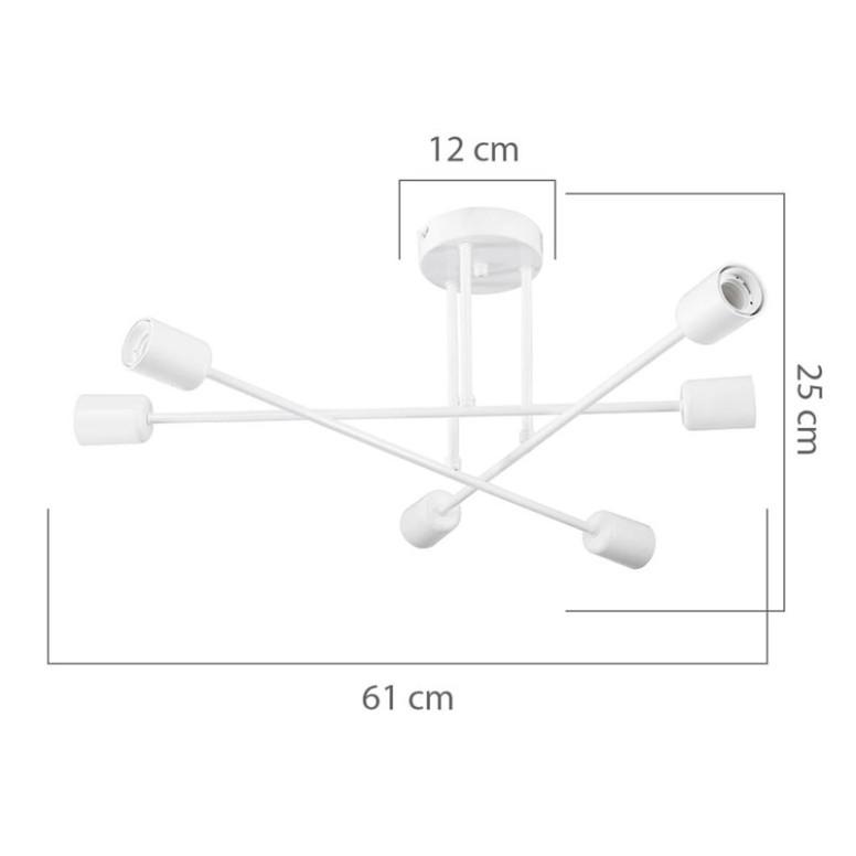 Lustra cu sase lumini PWL-1122, E27 alb, 61x25 cm