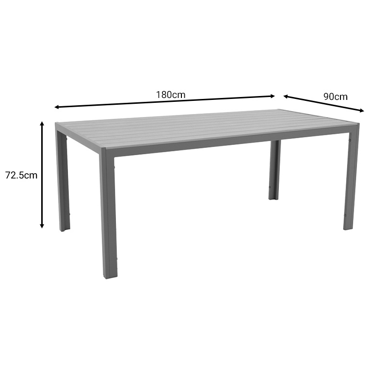 Masă de grădină Nares Gri 180x90x72.5 cm