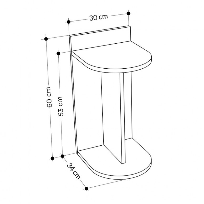 Masuta Auxiliara Libra Alb 30x34x60 cm