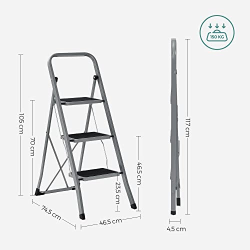 Scara, Songmics, Gri-Negru, 110x45x4.5 cm