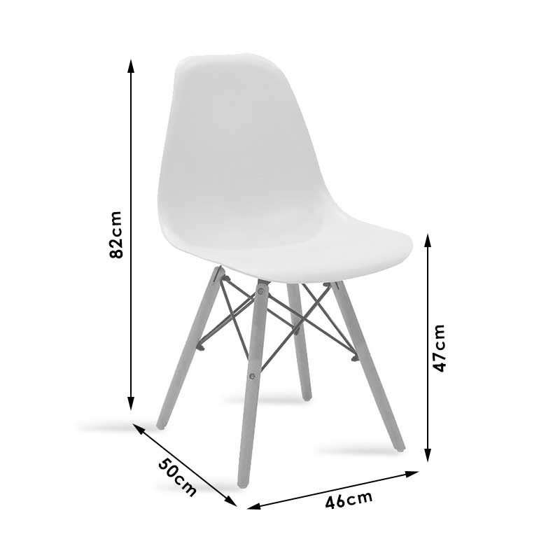 Scaun Julita plastic alb - picior culoare lemn natural 46x50x82cm