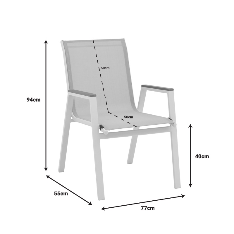 Set 7 buc masă și scaune de grădină Azelie-Kliton Gri 77x55x94 cm