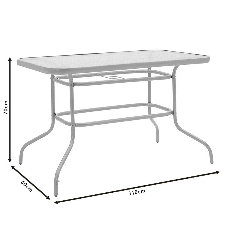 Set de gradina masa si scaune 5 bucati Valor-Calan metal negru-textilena gri inchis 110x60x70cm